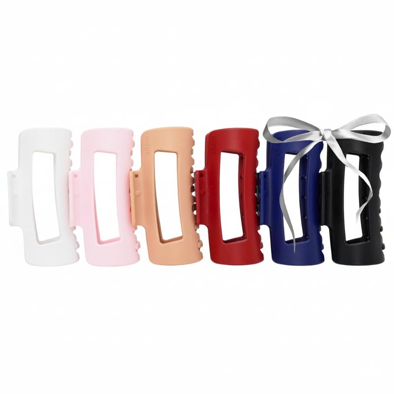 Mello The Original Hair Claw Clip Squishy Claw Clip Made in Korea Patent Pending 30021976 (Pink, Red, Blue, Black, Brown, White, 6 Pack Medium) - Image 1